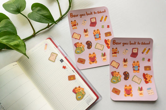 Bear goes back to school sticker sheet